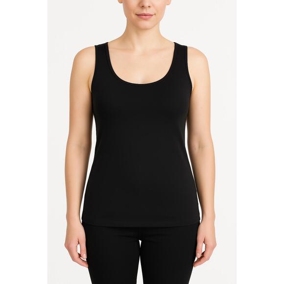 Tapemeasure Black Sleeveless Scoop Neck Stretchy‎ Basic Tank Top Womens Large - Picture 1 of 10